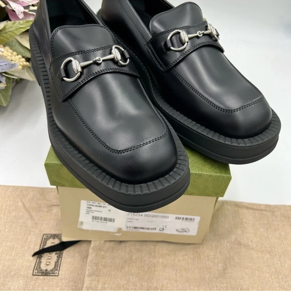Men’s Gucci, leather chunky horse bit loafers size 12 made in Italy